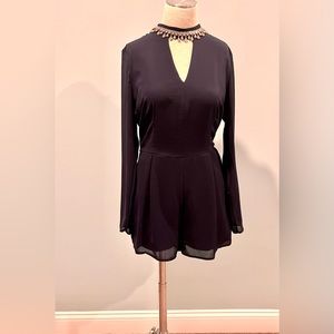 Crystal Doll Romper! Navy blue with jeweled neckline. Size 11